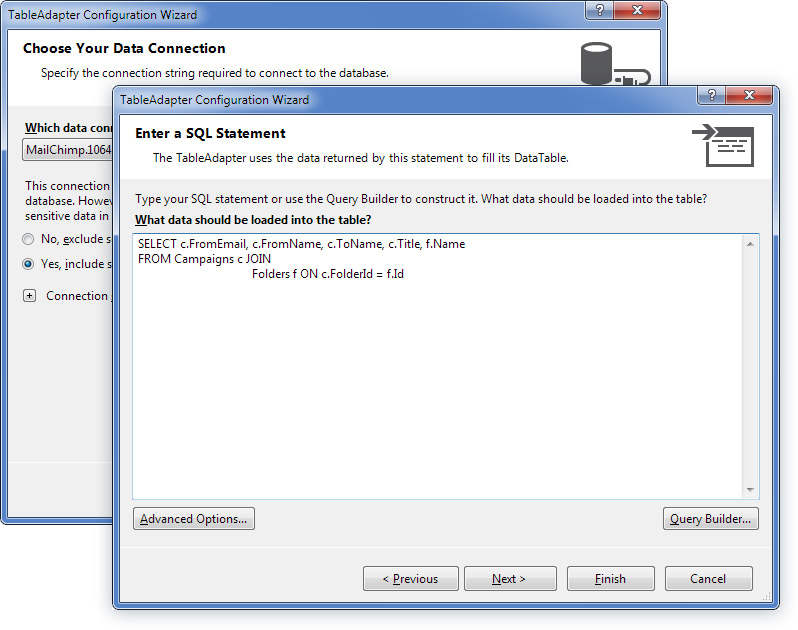 screenshot of ADO.NET Data Providers